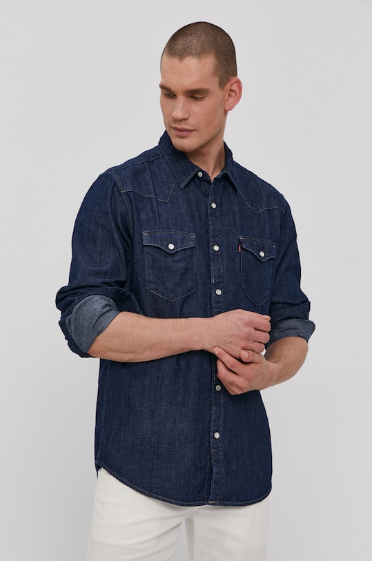 Levi's cămașă din bumbac lung bleumarin 85744.0000