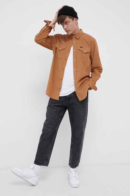 Odzież Lee Koszula sztruksowa L66WMRSZ brązowy