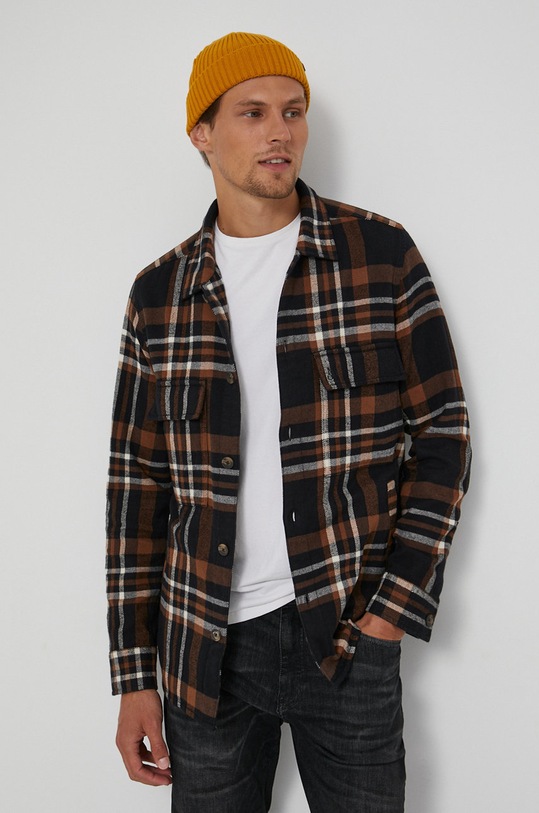 Marc O'Polo Koszula bawełniana regular brązowy 130730742416