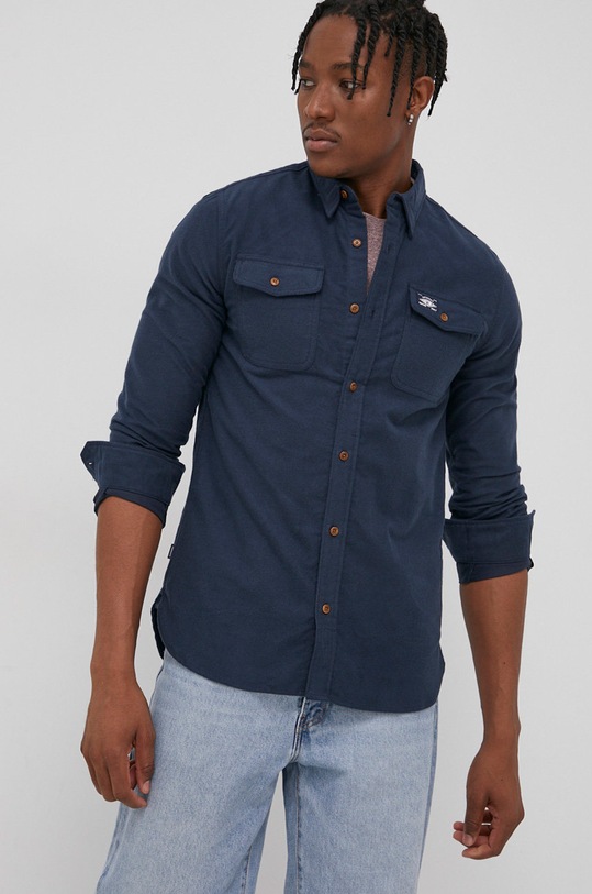 Superdry Koszula bawełniana M4010481A.L6T granatowy