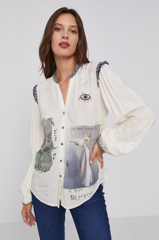 Desigual Cămașă cu modele bej 21WWCW16