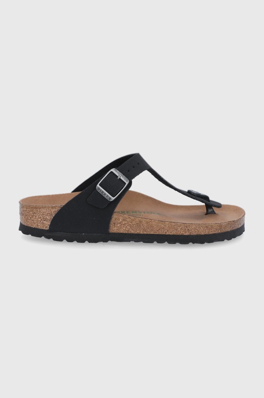 Σαγιονάρες Birkenstock Gizeh απομίμηση λείου δέρματος μαύρο 1020487.BLACK