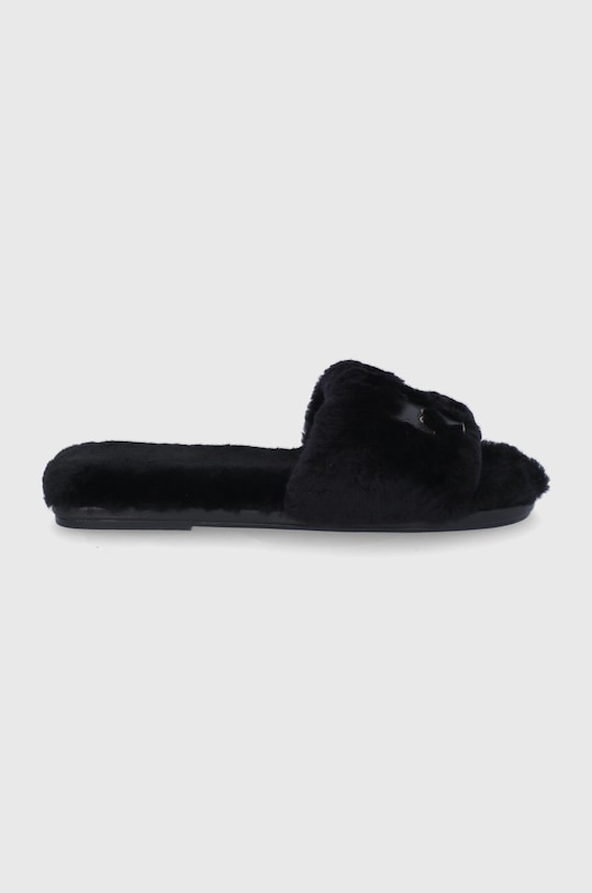 Tory Burch Kapcie skórzane Double Shearling Slide czarny 83484.001