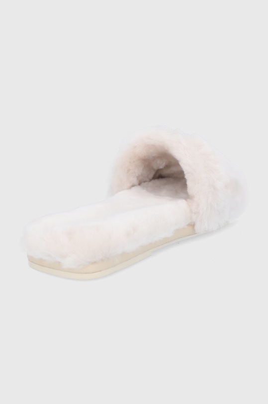 Obuwie Tory Burch Kapcie skórzane Double Shearling Slide 83484.100 beżowy