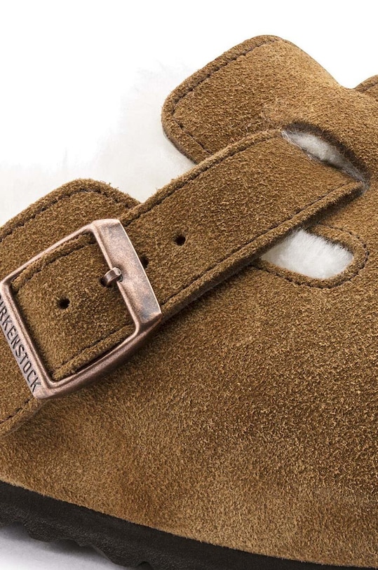 Παπούτσια Παντόφλες σουέτ Birkenstock Boston 1001141.Sheepskin.Mink καφέ