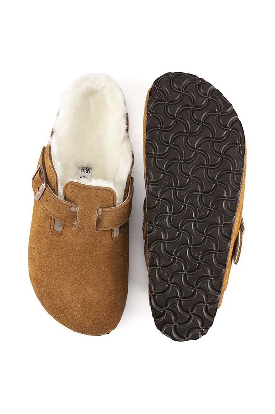 Birkenstock papuci din piele intoarsa Boston 1001141.Sheepskin.Mink