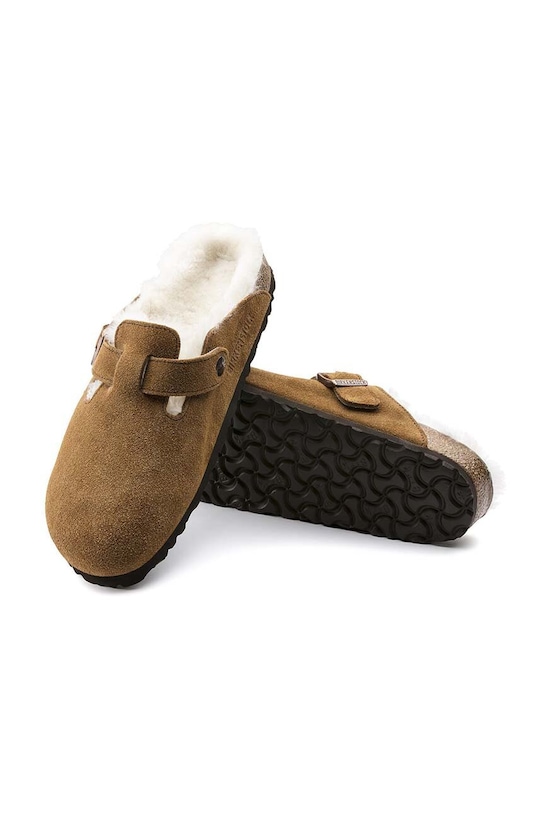 Birkenstock papuci din piele intoarsa Boston 1001141.Sheepskin.Mink