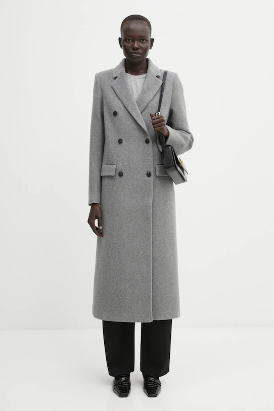 Samsoe Samsoe płaszcz wełniany F20400075 szary