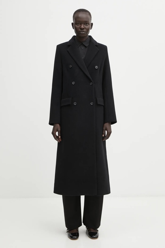 Samsoe Samsoe płaszcz wełniany przejściowe czarny F20400075