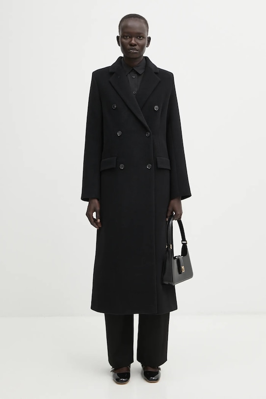 Samsoe Samsoe płaszcz wełniany F20400075 czarny