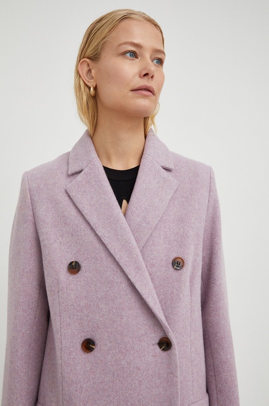 Samsoe Samsoe płaszcz wełniany fioletowy F20400075