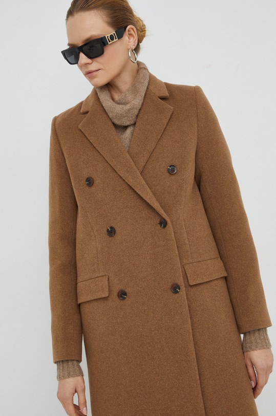 Samsoe Samsoe płaszcz wełniany brązowy F20400075
