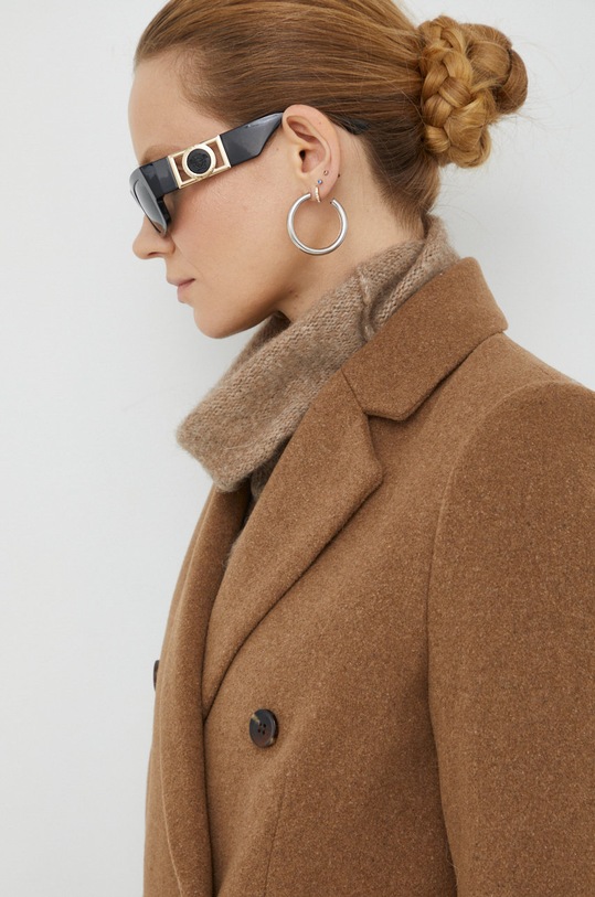 Samsoe Samsoe płaszcz wełniany F20400075 brązowy