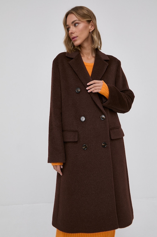 Vlněný kabát Boss hnědá 50457938