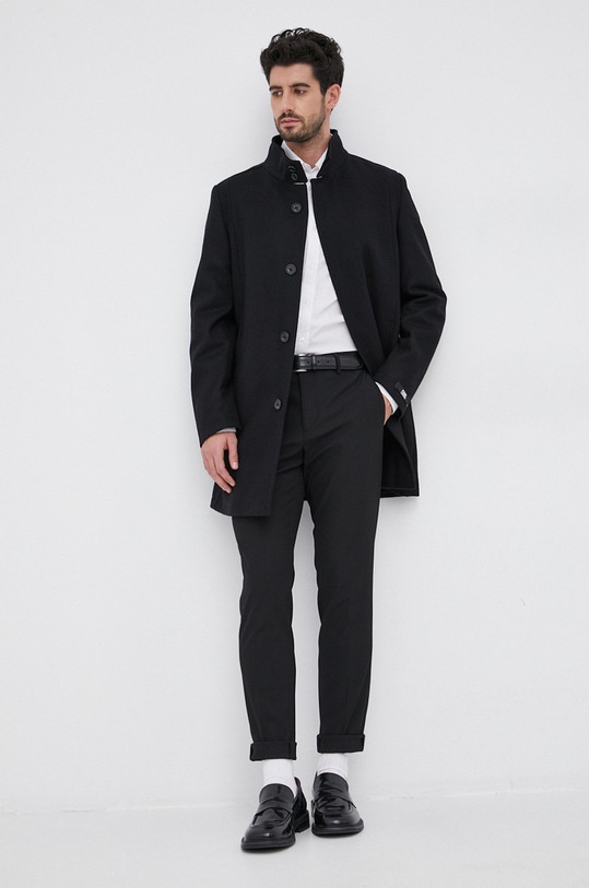 Vlněný kabát Karl Lagerfeld nezateplené černá 512799.455713