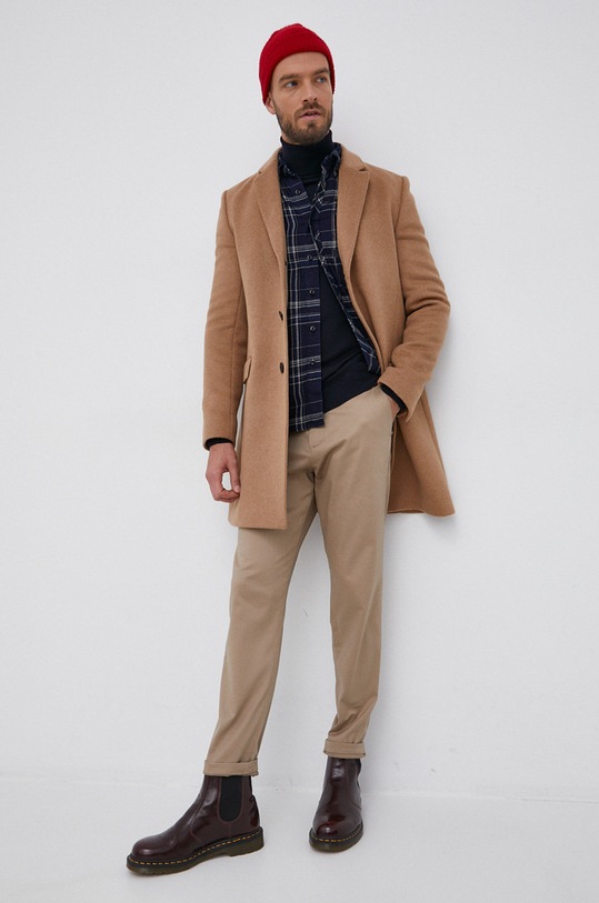 Vlnený kabát Hugo 50459763 béžová AW21