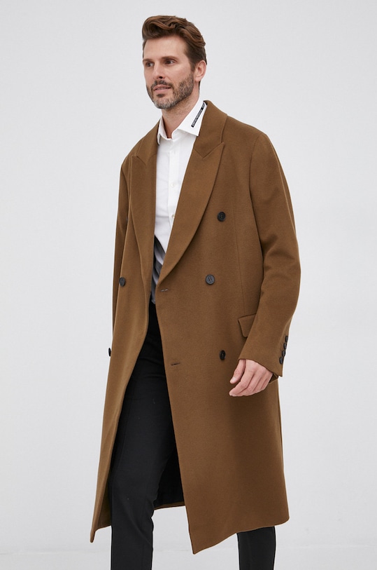 Drykorn Płaszcz wełniany bez kaptura brązowy 45223.1202
