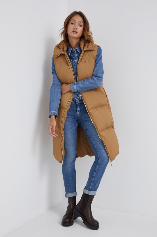 Tommy Hilfiger Bezrękawnik puchowy pozostałe beżowy WW0WW32182.4890