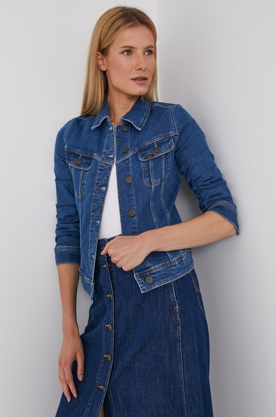 Rifľová bunda Lee bez kapucne modrá L541QDDM