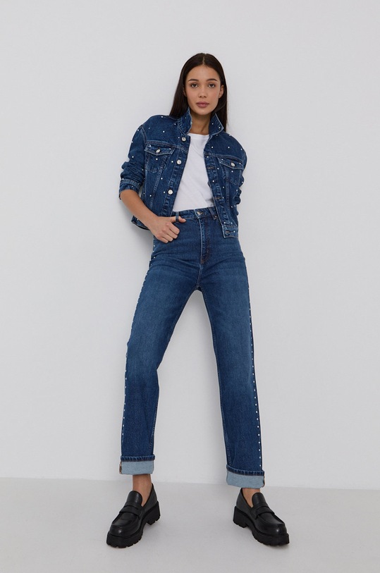 Rifľová bunda The Kooples FBLO23000J modrá AW21