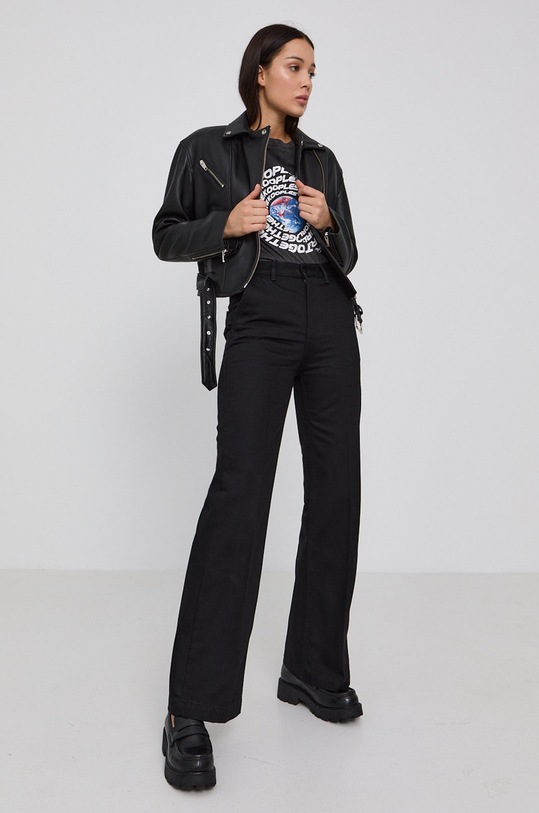 The Kooples Ramoneska skórzana FCUI23001K czarny AW21