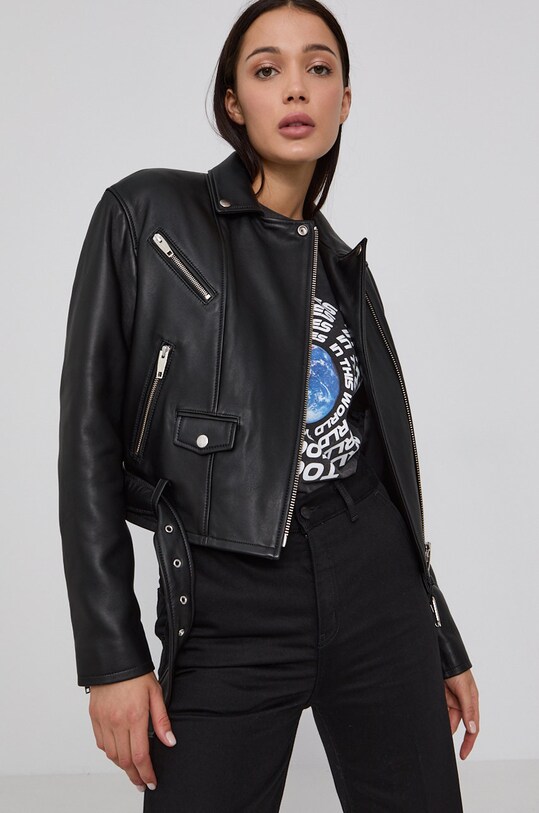 Δερμάτινο jacket The Kooples FCUI23001K μαύρο