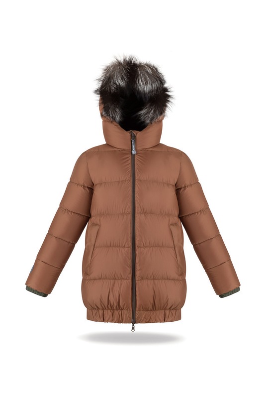 Fluff Kurtka puchowa dziecięca pozostałe brązowy bomber.jacket