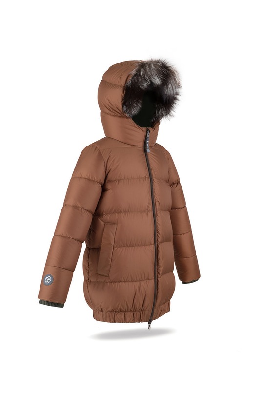 Fluff Kurtka puchowa dziecięca bomber.jacket brązowy AW21