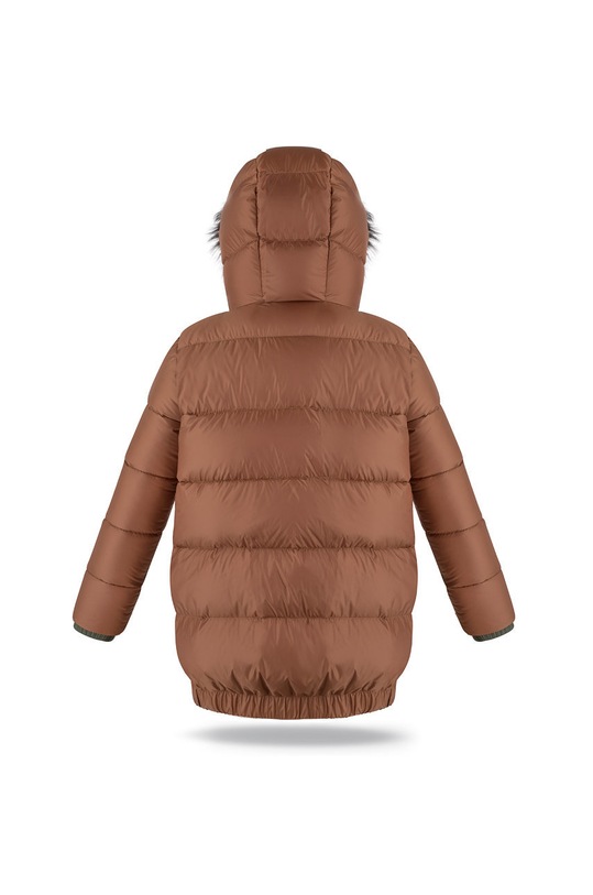 Dziewczynka Fluff Kurtka puchowa dziecięca bomber.jacket brązowy