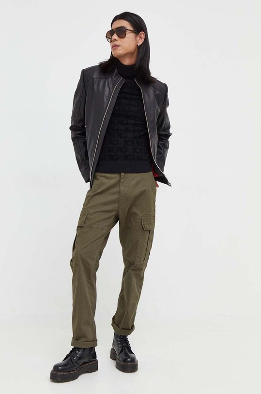 HUGO kurtka skórzana 50455293 czarny AW23