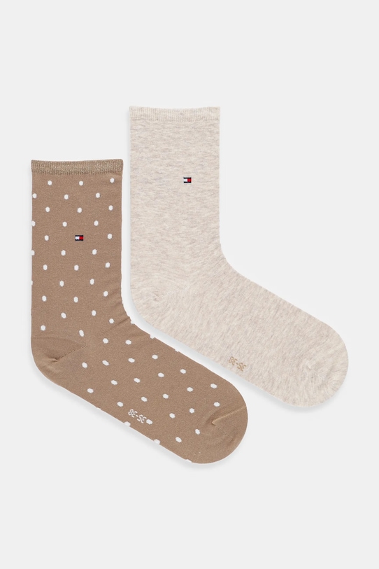 Ponožky Tommy Hilfiger 2-pack hladký béžová 100001493.