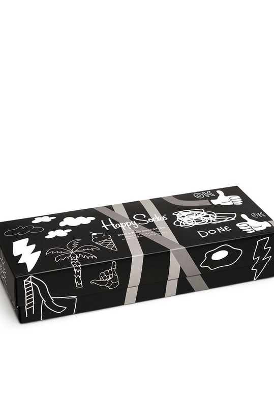 Ponožky Happy Socks Black And White (4-Pack) XBWH09.9100.M