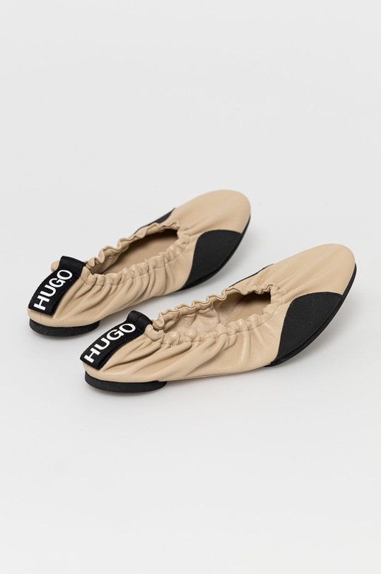 Obuwie HUGO Baleriny skórzane 50456099 50456099 beżowy