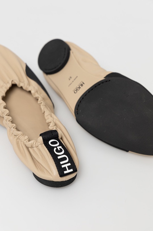 HUGO Baleriny skórzane 50456099 beżowy 50456099