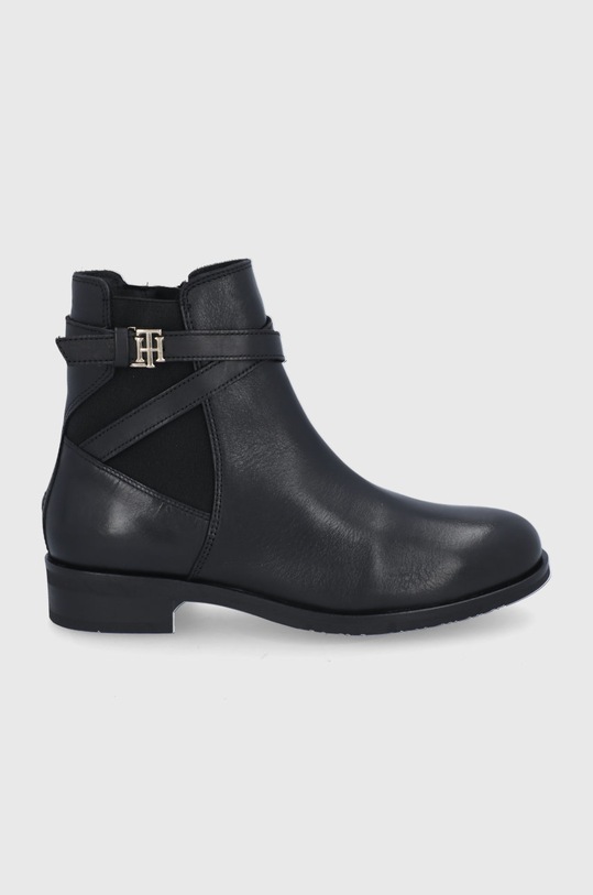 Tommy Hilfiger Botki skórzane płaski czarny FW0FW05967.BDS