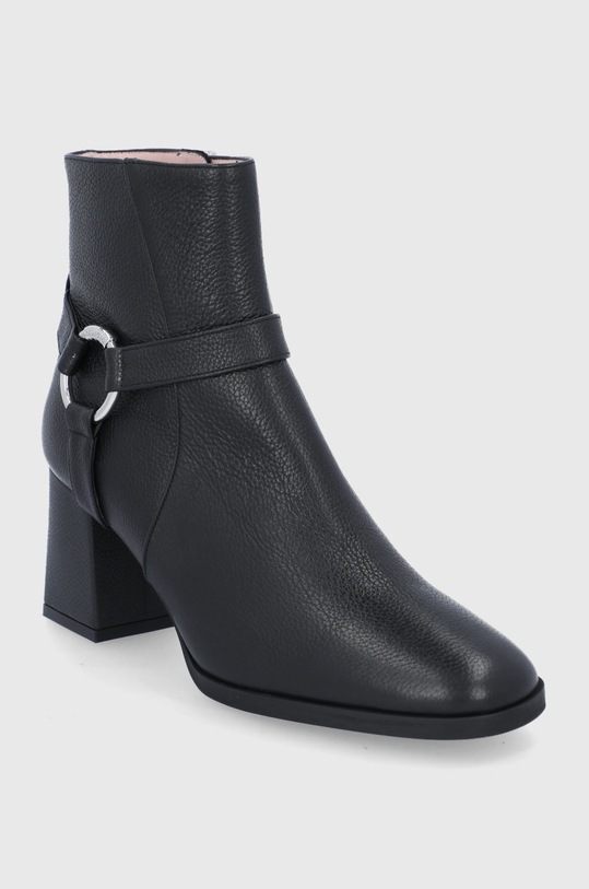 HUGO Botki skórzane 50461974.001 50461974.001 czarny AW21