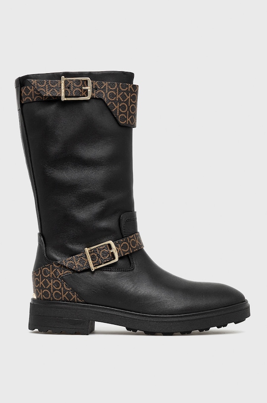 Calvin Klein Kozaki płaski czarny HW0HW00564