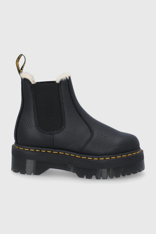 Dr. Martens ghete Chelsea de piele Quad FL pana la 5 cm negru DM25635001