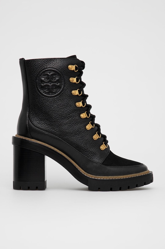 Кожаные полусапожки Tory Burch без утепления чёрный 77289.008