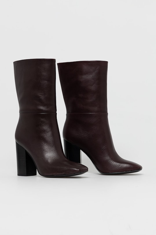 Кожаные полусапожки Calvin Klein E6254.BROWN бордо AW21