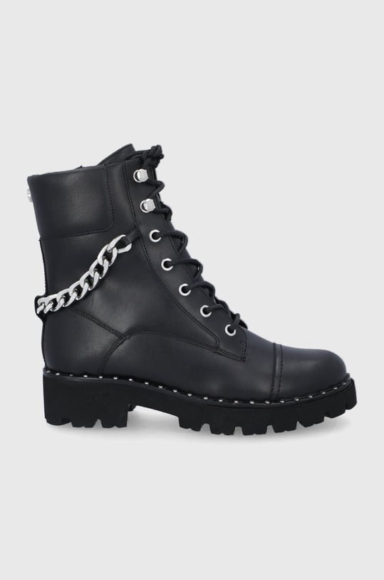 Steve Madden Botki skórzane Gandaria słupek czarny SM11001357.BLACK.MULT