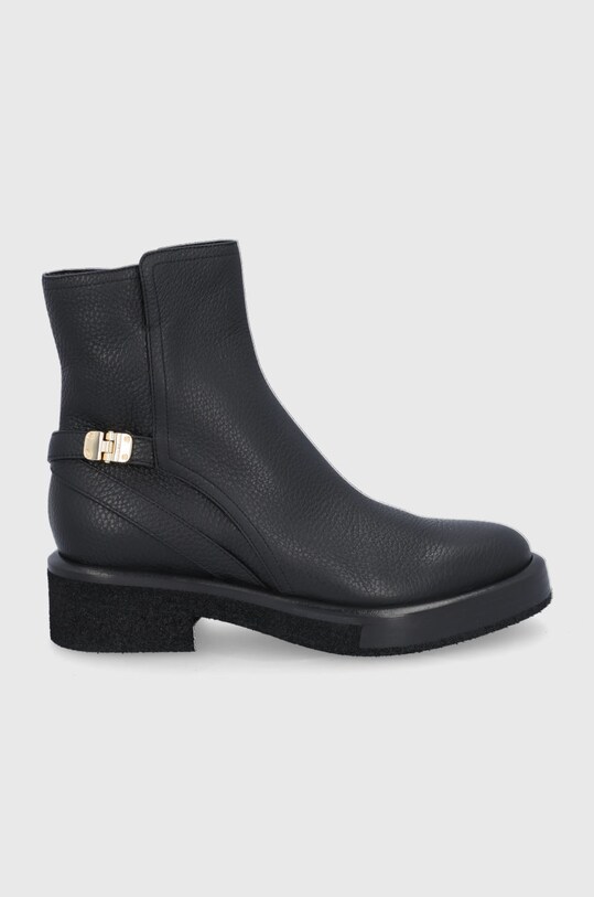 Emporio Armani Botki skórzane płaski czarny X3M334.XF538.BLACK.BLA