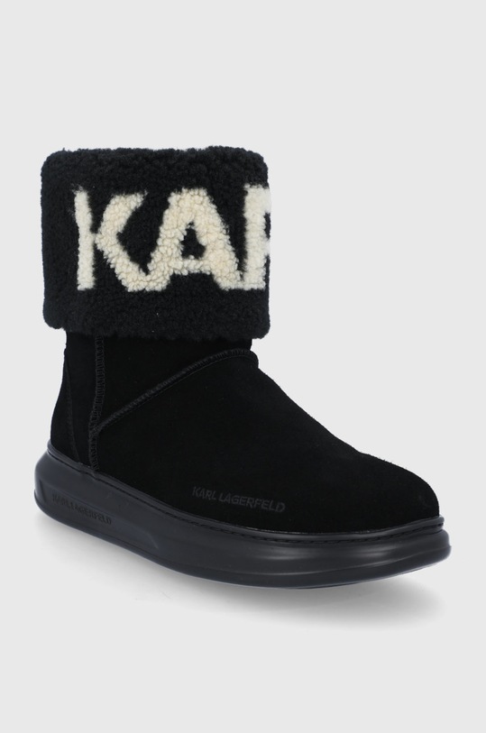 Karl Lagerfeld Cizme de zapada din piele întoarsă KL44552.700 negru AW21