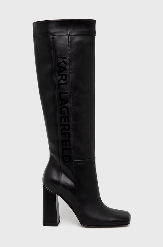 Karl Lagerfeld - Kozaki skórzane KL31480.000 słupek czarny KL31480.000