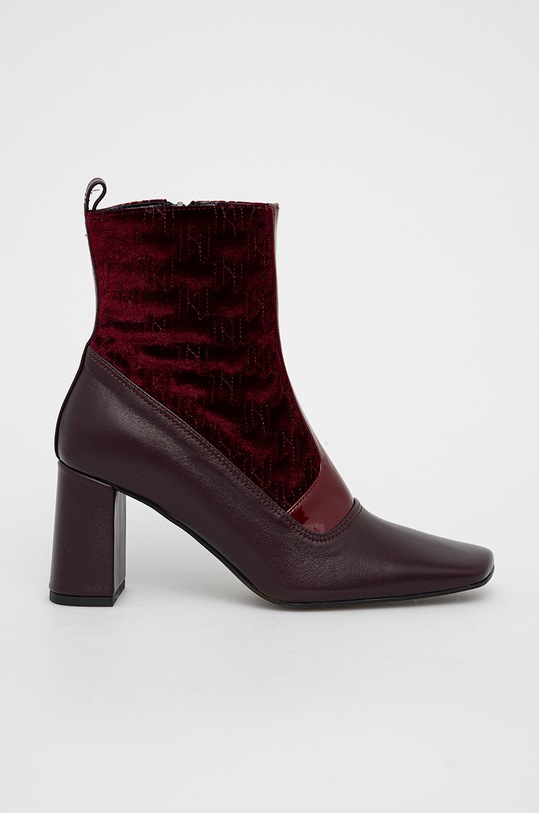 Karl Lagerfeld Botki skórzane KL33052.Wine.Lthr.Te skóra zamszowa bordowy KL33052.Wine.Lthr.Te