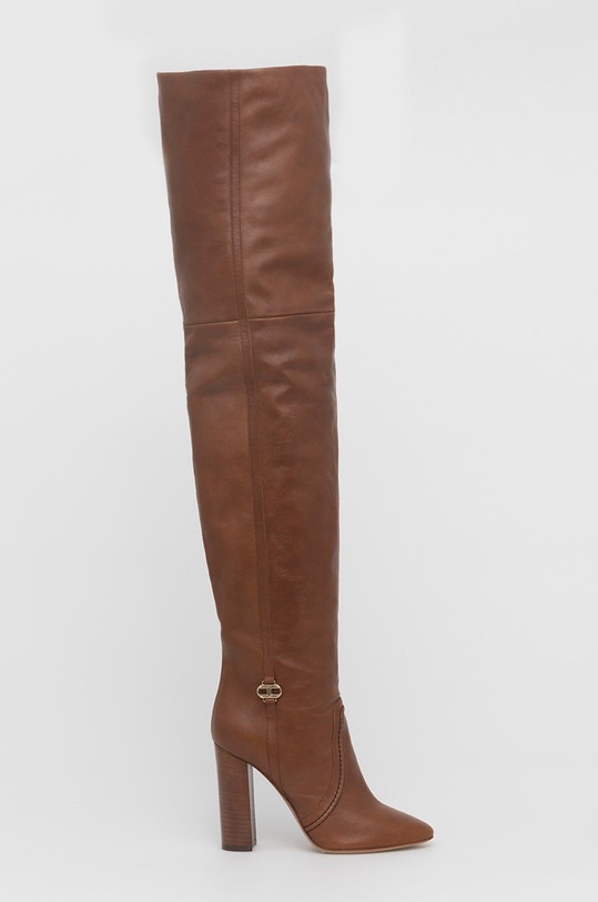 Кожени ботуши Elisabetta Franchi гладка кожа кафяв SA37T16E2.600