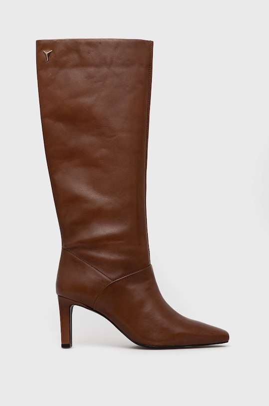Kožené čižmy Sisley usňová koža hnedá 85KUW3324.904