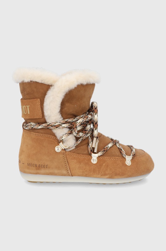 Moon Boot Śniegowce zamszowe Side High Shearling ocieplane brązowy 24300100.M.BOOT.DK.SIDE