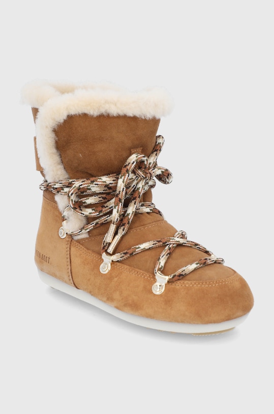 Moon Boot Śniegowce zamszowe Side High Shearling 24300100.M.BOOT.DK.SIDE brązowy AW21