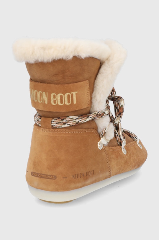 Obuwie Moon Boot Śniegowce zamszowe Side High Shearling 24300100.M.BOOT.DK.SIDE brązowy